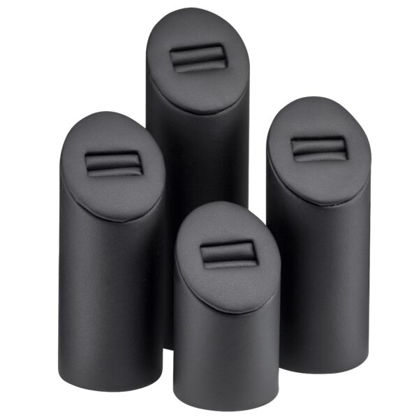 Leatherette Ring Slot Display Stand Set – 4-Piece Custom Leatherette ring display stand set of 4 with custom logo embossing for jewelry retail and events
