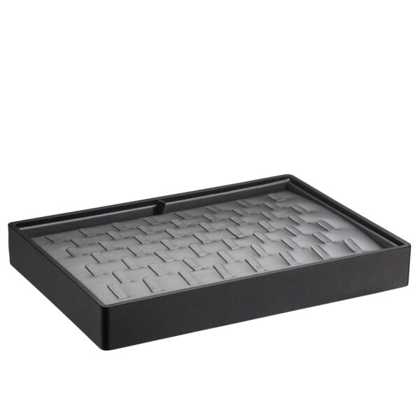 Leatherette Stackable 53-Ring Display Tray with Custom Branding Leatherette stackable ring display tray with 53 clip positions and custom logo branding