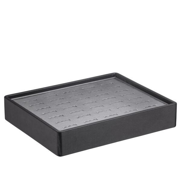 Custom Leatherette Stackable Ring Display Tray (35 Rings) Premium leatherette stackable ring display tray with 35 foam slots for custom jewelry storage and retail display