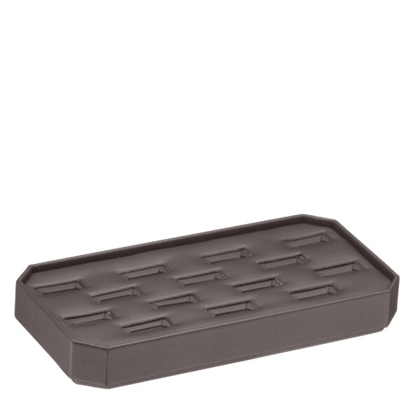 Custom Leatherette Octagon Ring Display Tray - 14-Ring Stackable Leatherette octagon ring display tray—14 slots, stackable, customizable colors and branding for jewelry retail packaging