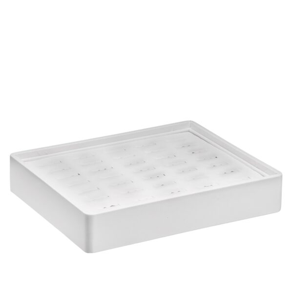 Custom Leatherette Stackable Ring Display Tray (35 Rings) Premium leatherette stackable ring display tray with 35 foam slots for custom jewelry storage and retail display