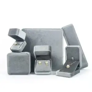Grey Velvet Round Jewelry Box – Custom Wholesale Packaging