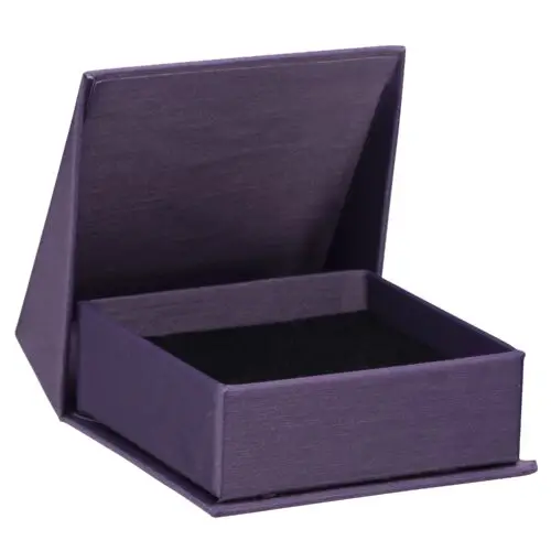 Custom silk-brushed rigid paper earring and pendant gift box with magnetic closure and branded logo printing for jewelry retailers