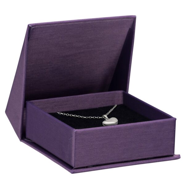 Custom silk-brushed rigid paper earring and pendant gift box with magnetic closure and branded logo printing for jewelry retailers