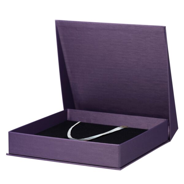 Silk-Brushed Paper Full Set Necklace & Pendant Box – Custom Jewelry Packaging Custom silk-brushed paper necklace pendant gift box with velvet insert and foil logo — wholesale jewelry packaging