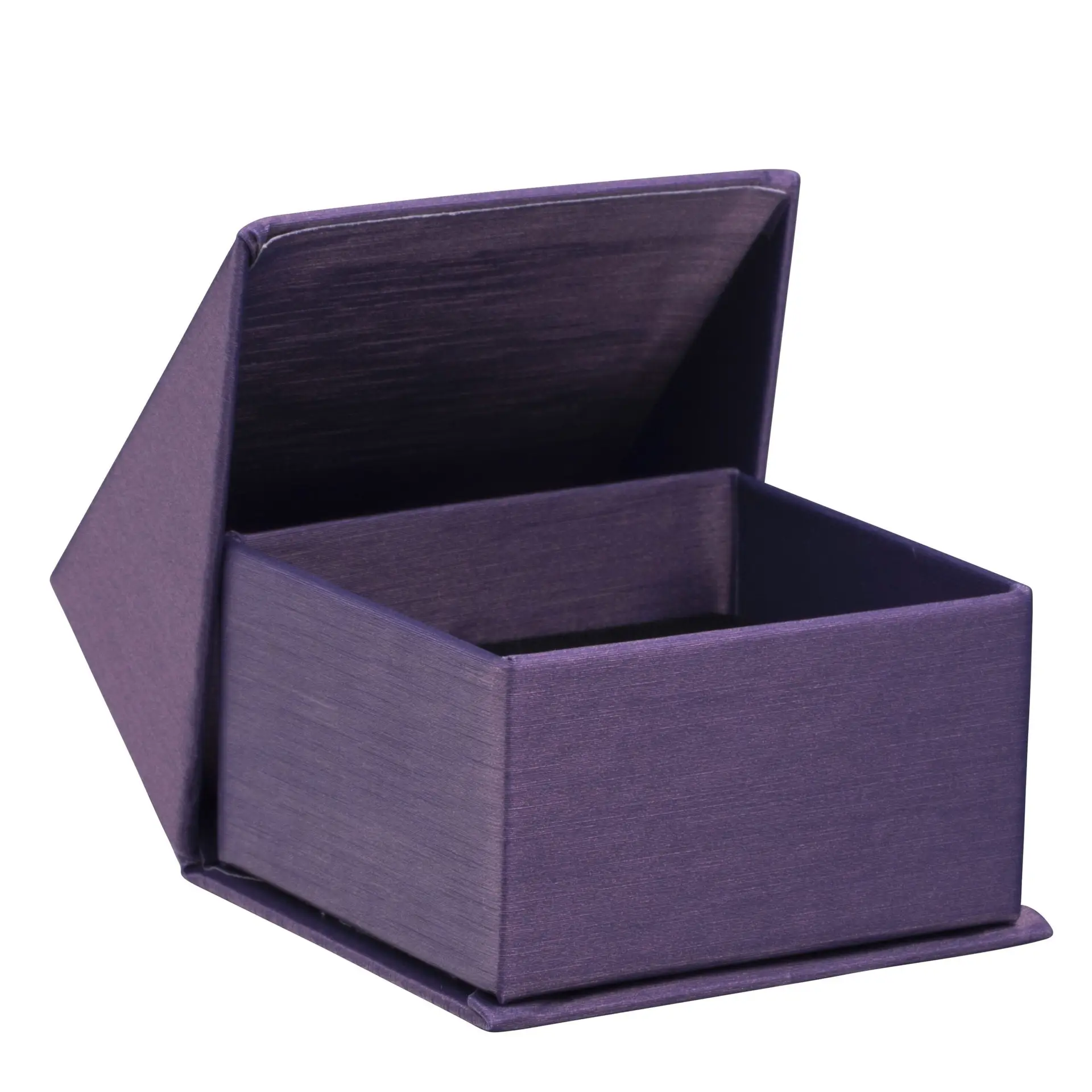 Custom silk brushed paper ring box with velvet insert, matte finish and gold foil logo, Glamour Collection by On The Way