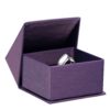 Custom silk brushed paper ring box with velvet insert, matte finish and gold foil logo, Glamour Collection by On The Way