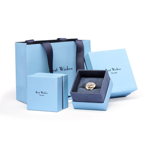 Silver metallic gift boxes for jewelry packaging with custom logo branding and foam inserts