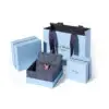 Silver metallic gift boxes for jewelry packaging with custom logo branding and foam inserts