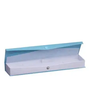 Custom ribbed paper snap bracelet boxes with embossed logo and padded interior for jewelry retail.