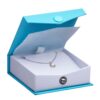 Premium custom ribbed paper snap closure jewelry box with foam insert and branded exterior