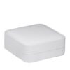Soft leatherette custom jewelry box with embossed branding, luxury packaging for retail