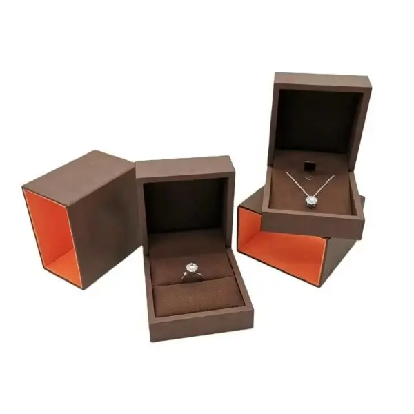 Custom soft touch paper sleeve earring box with logo printing and foam insert