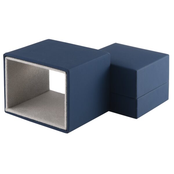 Soft touch earring box with coordinating protective sleeve, custom jewelry packaging with velvet finish