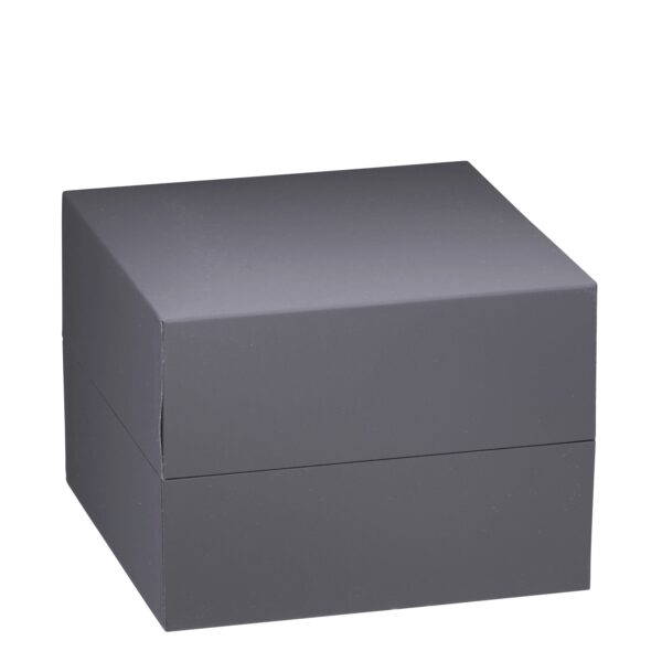 Premium soft-touch jewelry box with matching sleeve, flat pad interior, and custom branding options