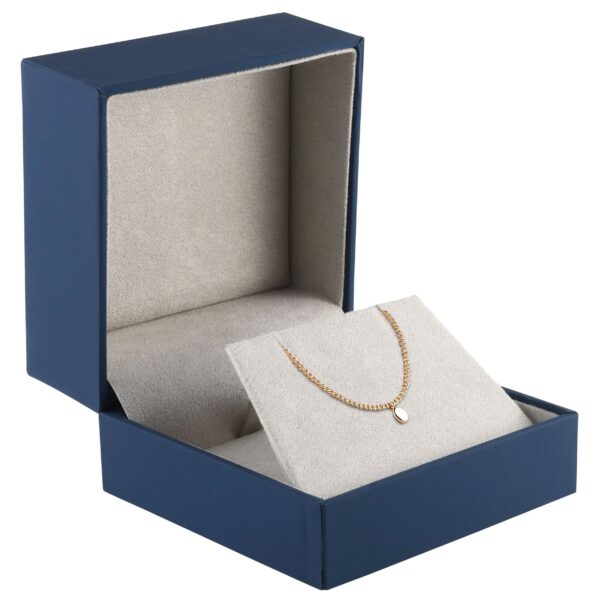 Custom soft touch pendant and earring box with protective sleeve, premium jewelry packaging solution