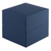 Premium soft-touch medium ring box with protective outer sleeve, custom logo branding, and velvet interior