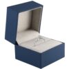 Premium soft-touch medium ring box with protective outer sleeve, custom logo branding, and velvet interior