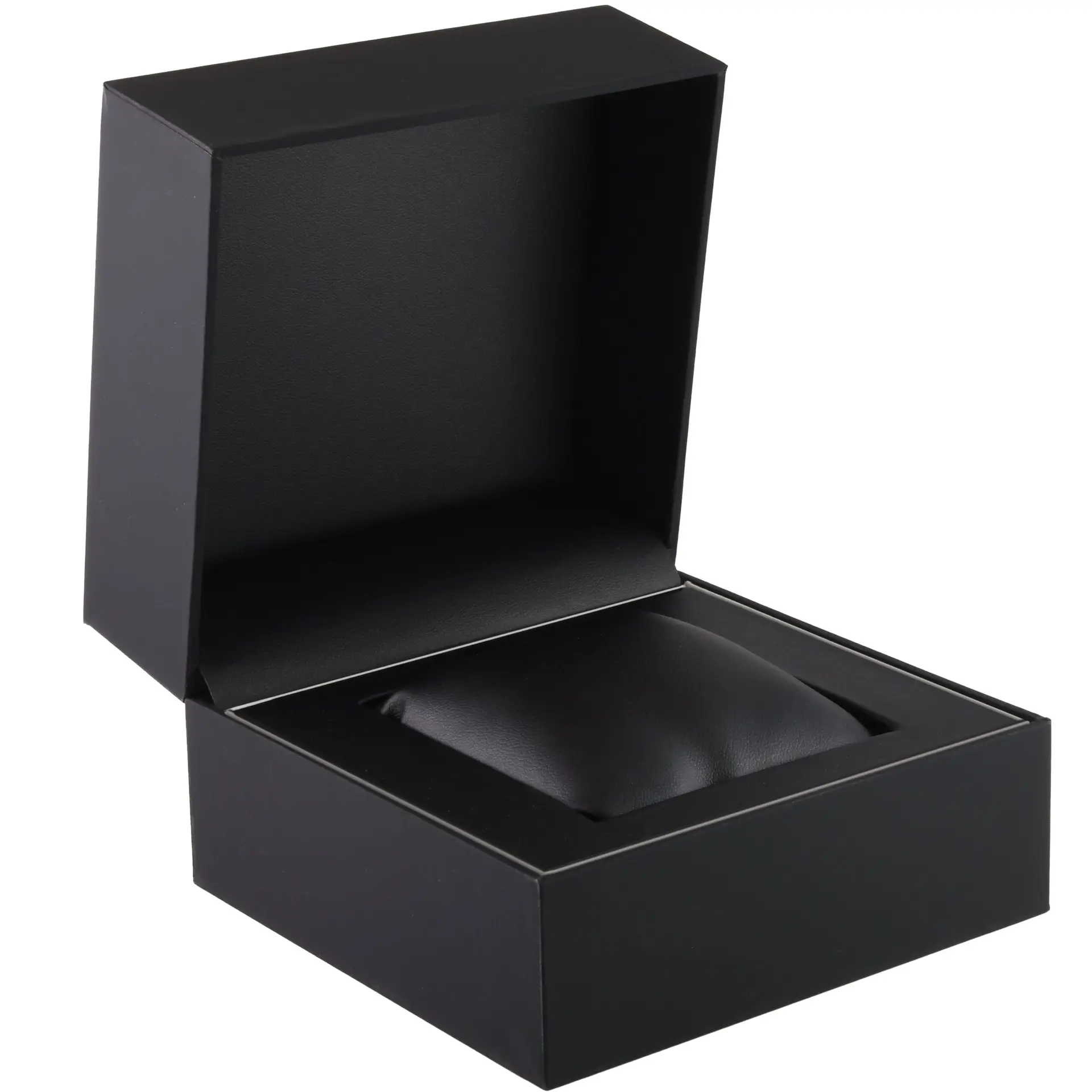 Premium soft touch paper watch box with custom logo printing, interior foam padding, and magnetic closure