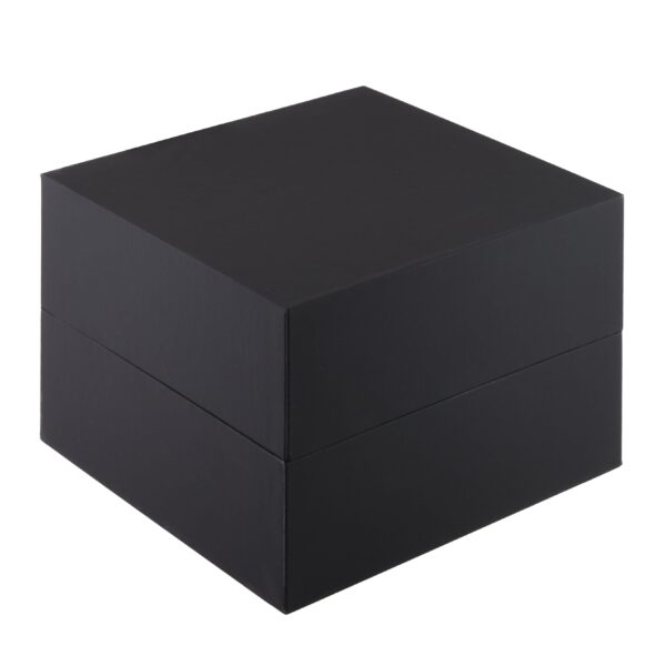 Premium soft touch paper watch box with custom logo printing, interior foam padding, and magnetic closure