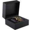 Premium soft touch paper watch box with custom logo printing, interior foam padding, and magnetic closure