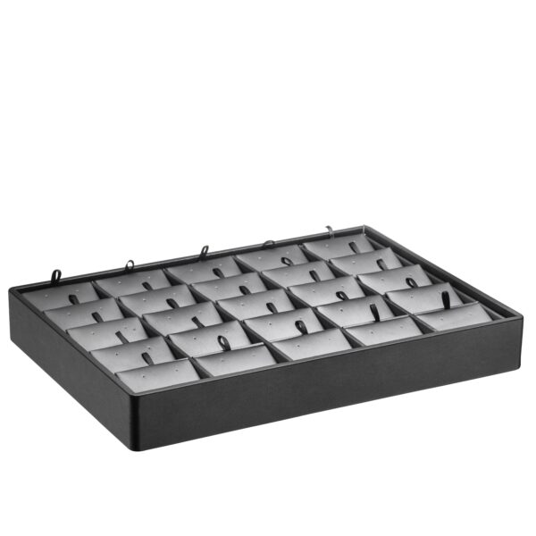 Leatherette Stackable 25-Earring Jewelry Display Tray – Custom Large Pad Premium leatherette stackable 25-earring display tray with custom branding, ideal for jewelry retail and e-commerce packaging