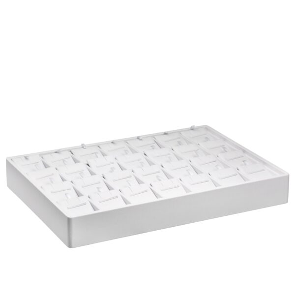 Premium leatherette stackable 28-pad jewelry display tray with pendant and earring holders