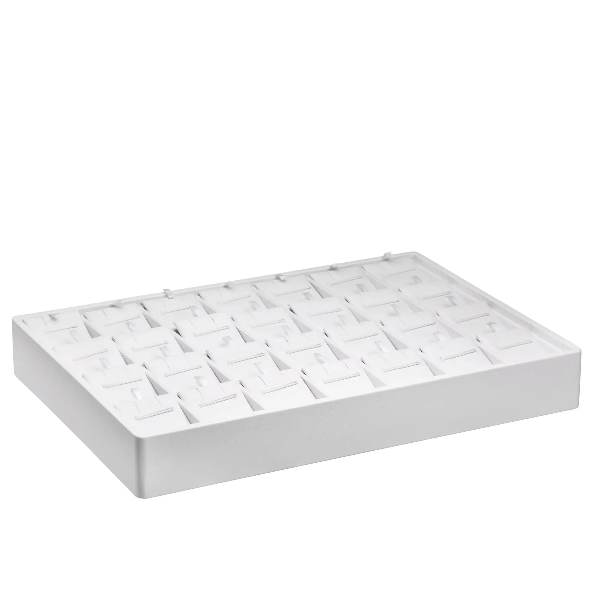 Premium leatherette stackable 28-pad jewelry display tray with pendant and earring holders