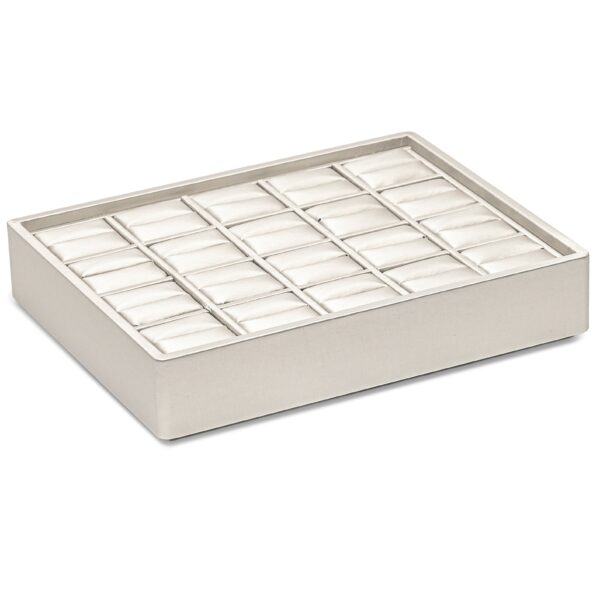Linea 20-ring stackable jewelry display tray with foam inserts, custom colors and logo branding options