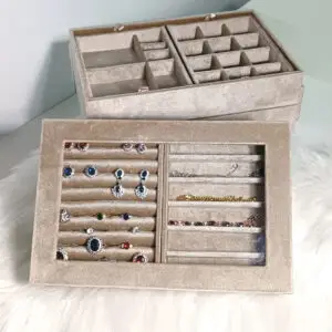 Stacking Jewelry Box with Glass Lid u0026amp; Anti-Tarnish Lining — Custom OEM Packaging