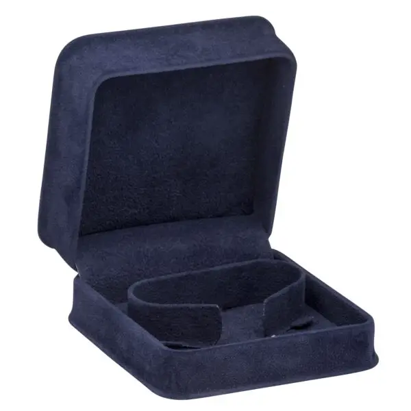 Premium suede bracelet and bangle box with ornate collection design, custom jewelry packaging