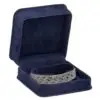 Premium suede bracelet and bangle box with ornate collection design, custom jewelry packaging