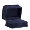 Custom luxury suede double ring box with embossed logo, premium foam insert for fine jewelry packaging