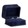 Custom luxury suede double ring box with embossed logo, premium foam insert for fine jewelry packaging