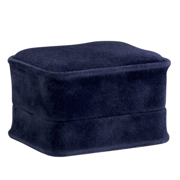 Custom luxury suede double ring box with embossed logo, premium foam insert for fine jewelry packaging