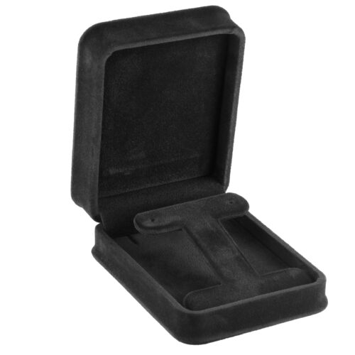 Suede Long T-Style Earring Box – Custom Private Label Custom rich suede long T-style earring box with ornate branding—wholesale jewelry packaging