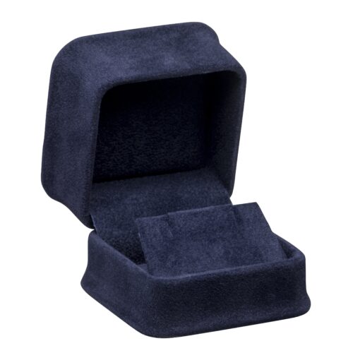 Custom luxury suede earring box with ornate embossed finish and custom branding, jewelry packaging for brands and retailers