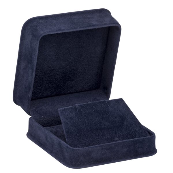 Custom suede luxury jewelry box, ornate design, fully customizable colors and logo for wholesale jewelry brands