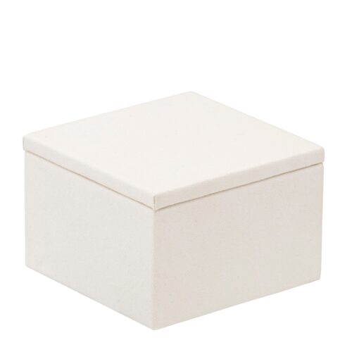 Custom suede square pedestal display tray with embossed logo — jewelry packaging