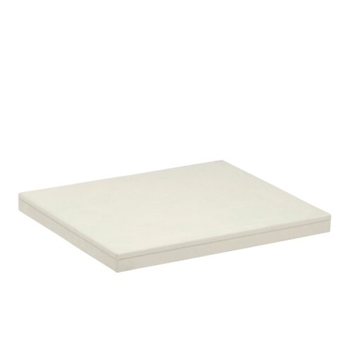 Custom suede square jewelry display base with embossing and branded packaging options for retail