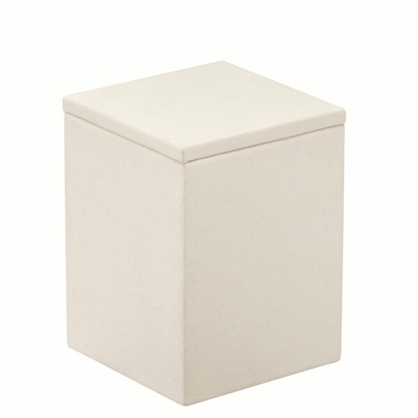 Custom suede tall square pedestal display tray for jewelry presentation with optional foam insert and brand logo