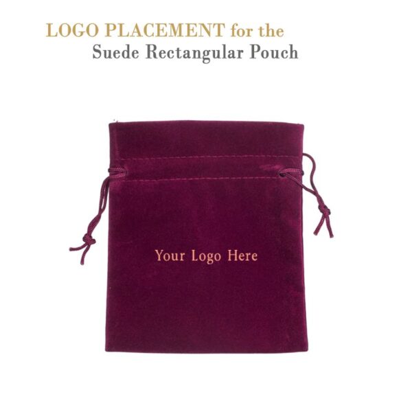 Custom suede rectangular jewelry pouch with logo branding and foam insert for luxury packaging