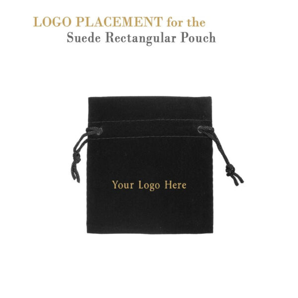 Medium Rectangular Suede Pouch – Custom Jewelry Packaging Custom medium rectangular suede jewelry pouch with personalized branding and luxury packaging design