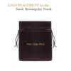 Custom suede rectangular jewelry pouch with logo branding and foam insert for luxury packaging
