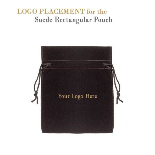 Custom suede rectangular jewelry pouch with logo branding and foam insert for luxury packaging