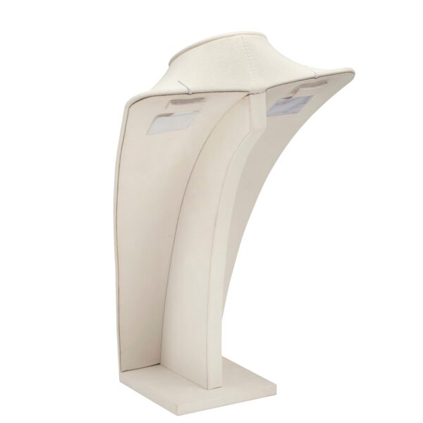 Suede X-large necklace display stand with custom logo branding for jewelry retail