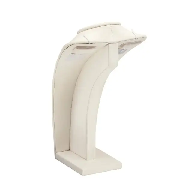 Premium suede medium necklace display stand with custom branding options for jewelry retail packaging