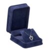 Custom Suede Pendant & Earring Display Box – Ornate Collection Custom suede-lined pendant and earring display box with ornate embossed logo and ornate finishes