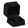 Premium suede ring clip box with ornate interior, magnetic closure, and custom logo embossing for jewelry brands