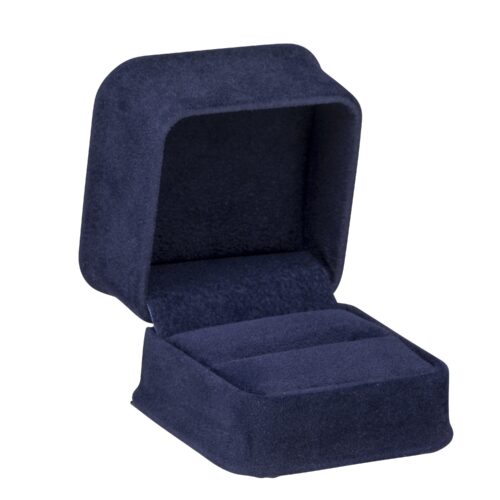 Premium Suede Ring Box – Custom Ornate Collection Luxury custom suede ring box with embossed logo, ornate branding, protective foam insert for engagement rings
